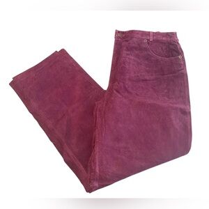 VTG Bagatelle Womens Size 16 Burgundy Leather Suede Straight Leg Pants